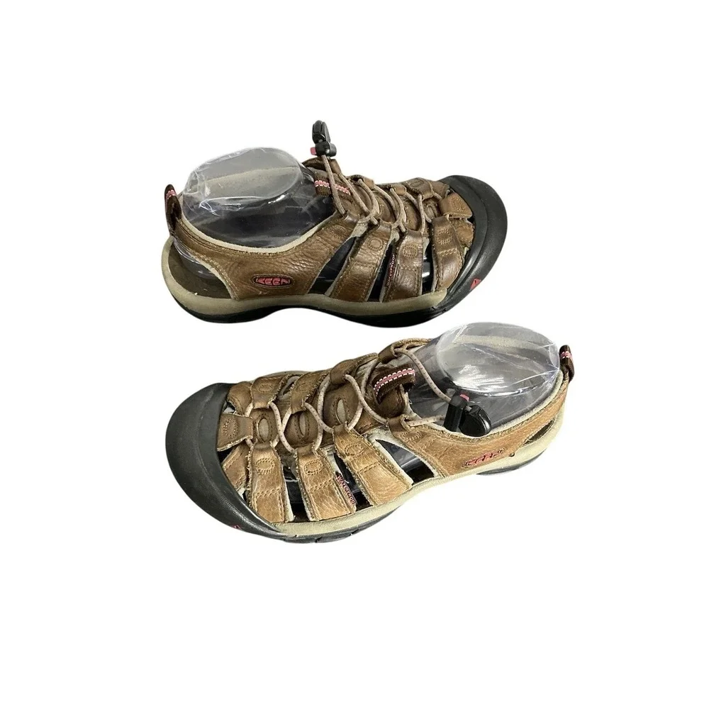 Keen Newport‎ Leather Waterproof Hiking Sandals Men's Brown Trail Toe Guard